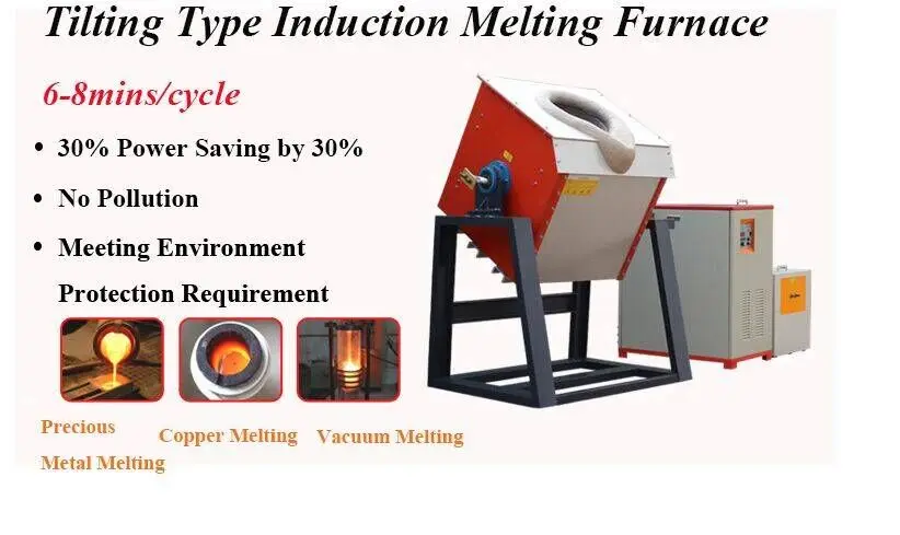 WONDERY New Type 90kw Cast Iron Tilting Type Induction Melting Furnace