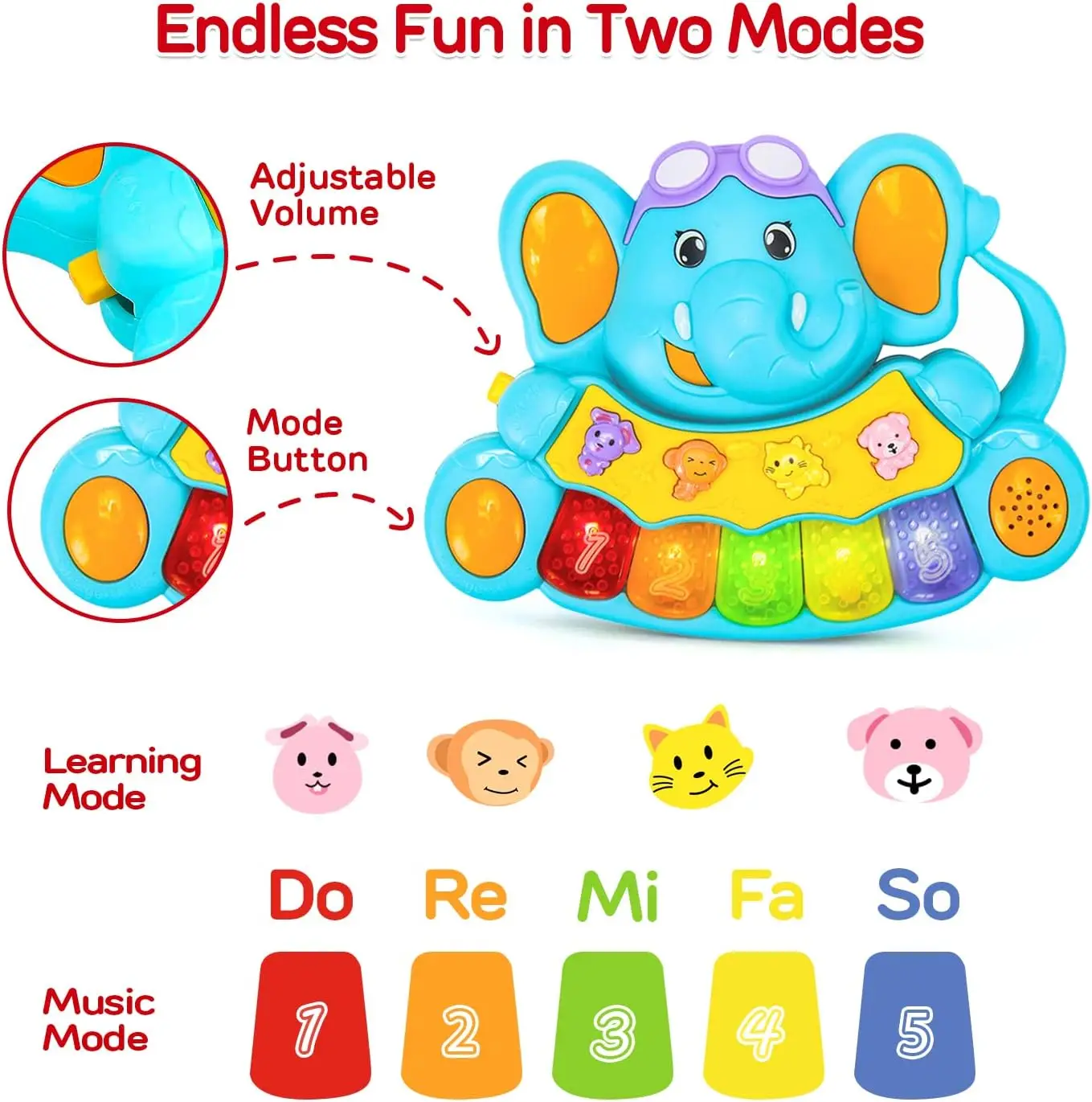 electric cartoon animal piano Sound And Light musical instruments Baby Toys Finger Training Piano Toys