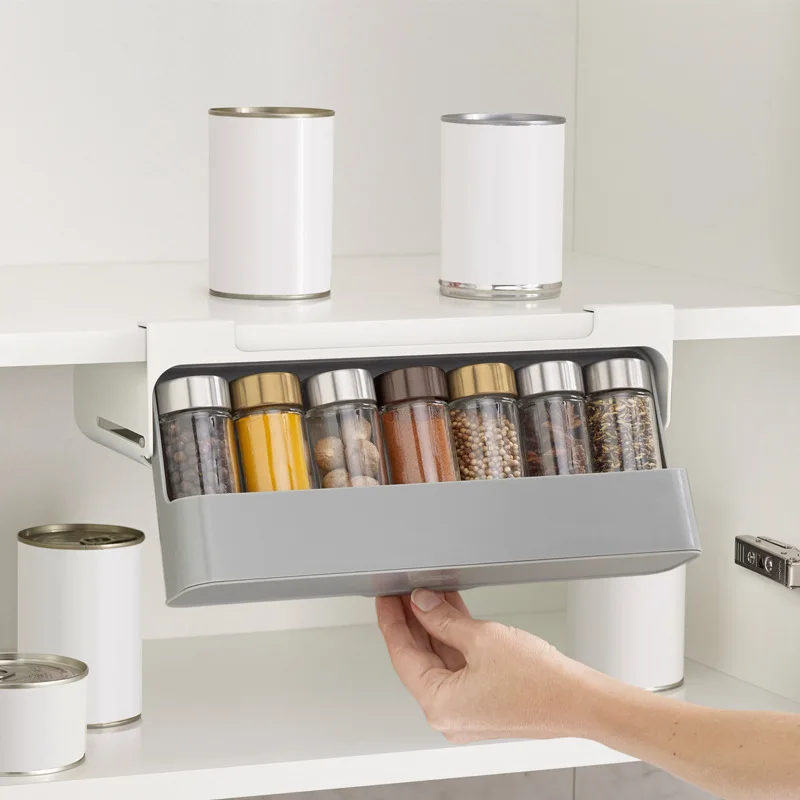 Home And Kitchen Spice Storage Bottle Plastic Seasoning Jar With Organizer Rack