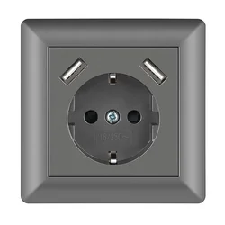 Factory Price Dual USBA German Wall Socket 3.4A 55*55mm Cover Style 16A EU USB Wall Schuko Socket For Home Furniture