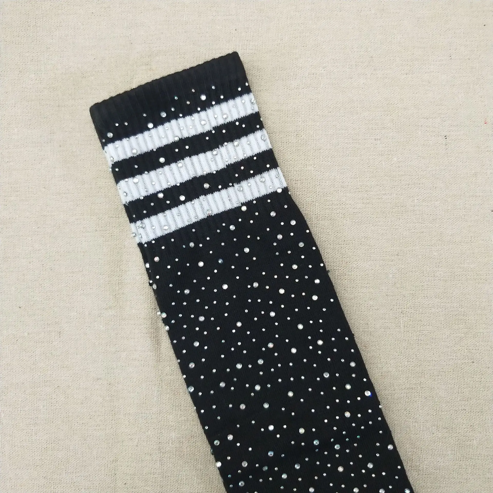 Hot sale Sequin Striped sex over knee Socks Ladies Rhinestone Bling Striped factory directly Custom party glitter long stockings