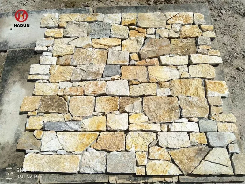 Landscaping Yellow Slate Rock Natural Wall Stone Panel With Cement