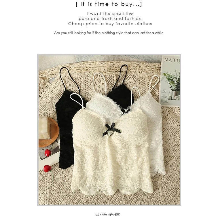 New design  lace cami top sexy beauty bow  crop Tank top modal soft  halter  for women