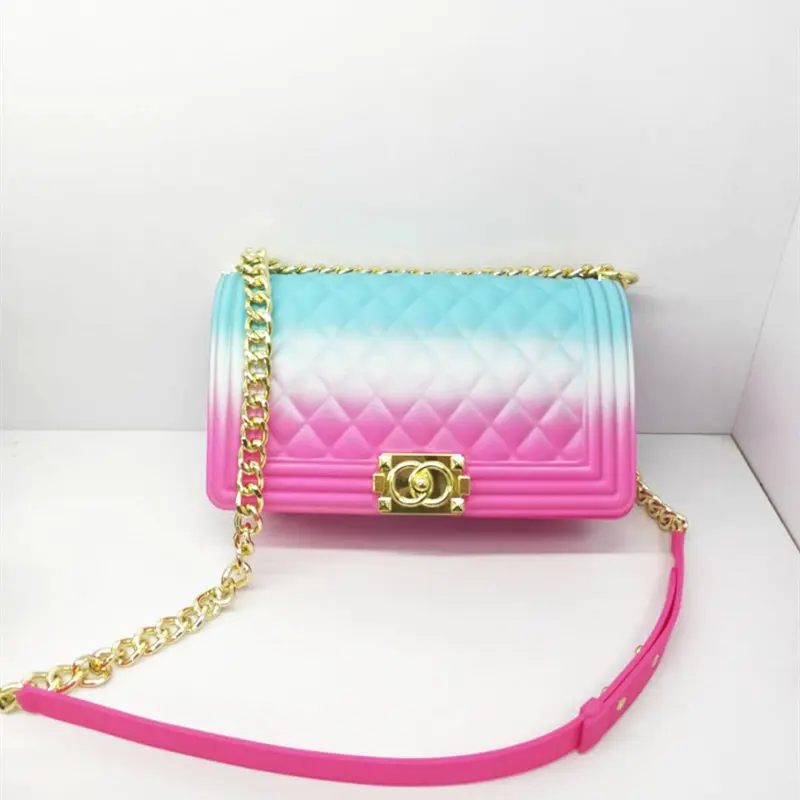 2020 Wholesale PVC shoulder bag women handbags rainbow bag jelly candy purse