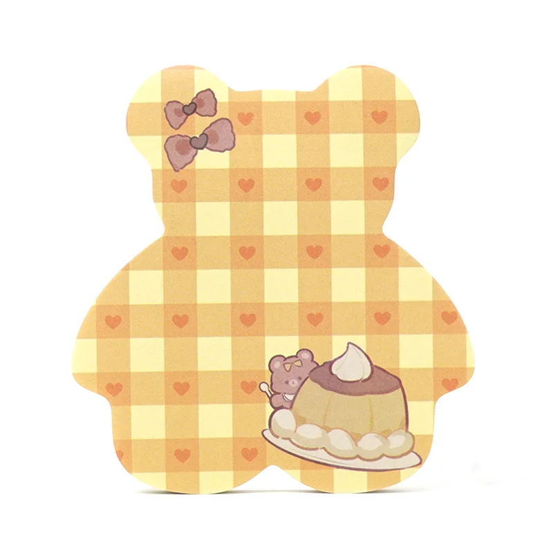 Vograce Notepads Custom Logo Printed Sticky Note Cute Animal Reusable Stationery Heart Shape Glue Sticky Notes