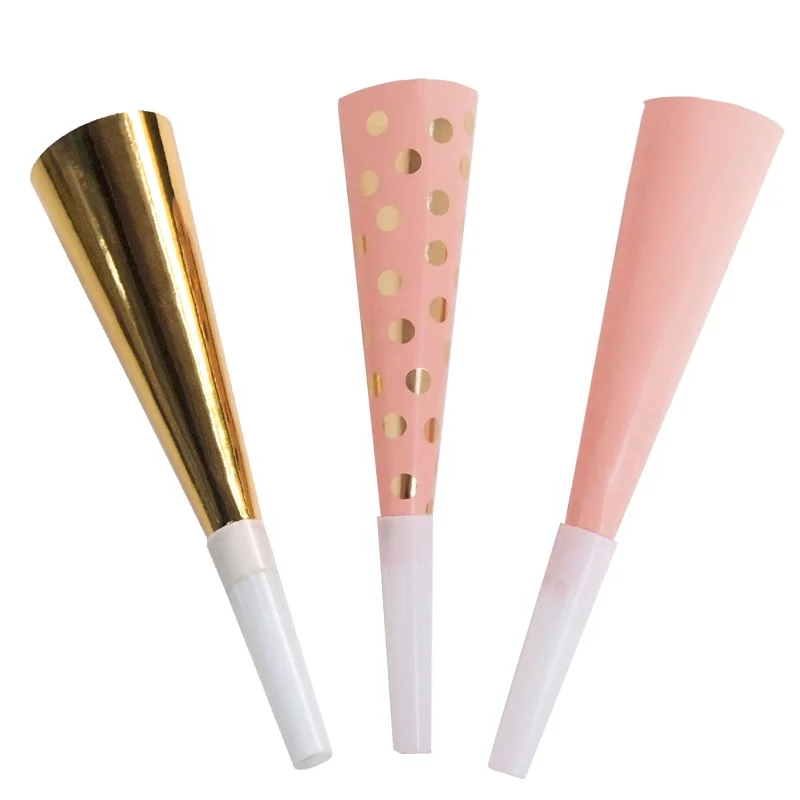 wholesale 2021 Birthday paper horn with Hot Stamp polka dot Birthday Wedding Celebrations colorful cute party supplies