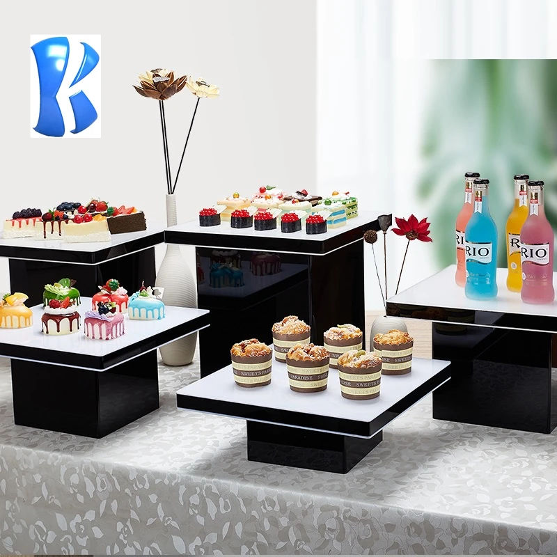 OKEY Hotel Catering Good Quality  White Acrylic Buffet Display Stand for Outdoor Party
