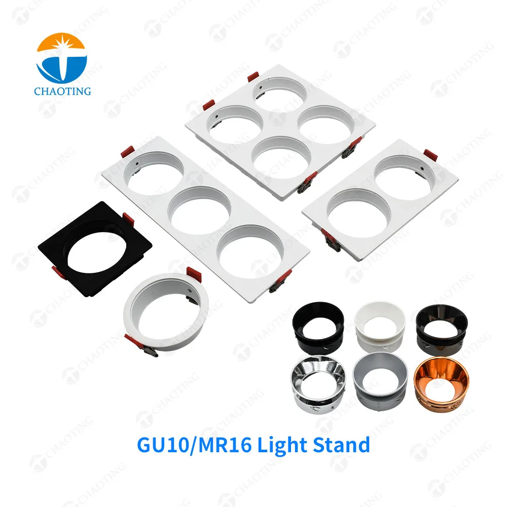 Down Light Supplier Lamp Housing Gu10 G5.3 Mr16 Aluminum Square Round Recessed LED Downlights Adjustable Angle Spotlight Fixture