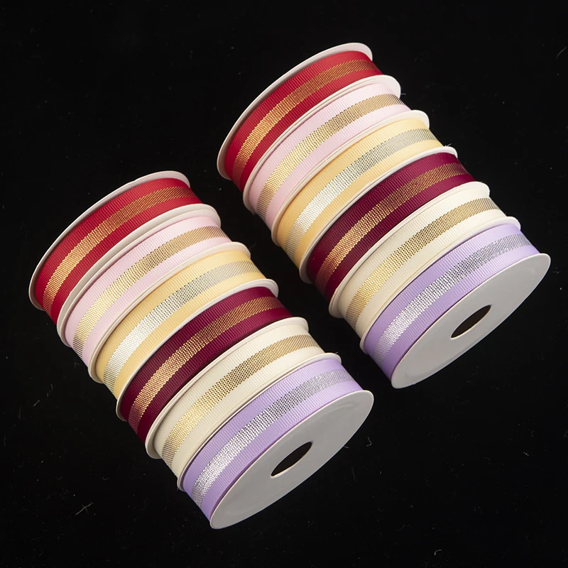 Wholesale 16mm*3Y New Glitter Grosgrain Edge Polyester Ribbon Double Face RIBBONS for Gift Box Packing
