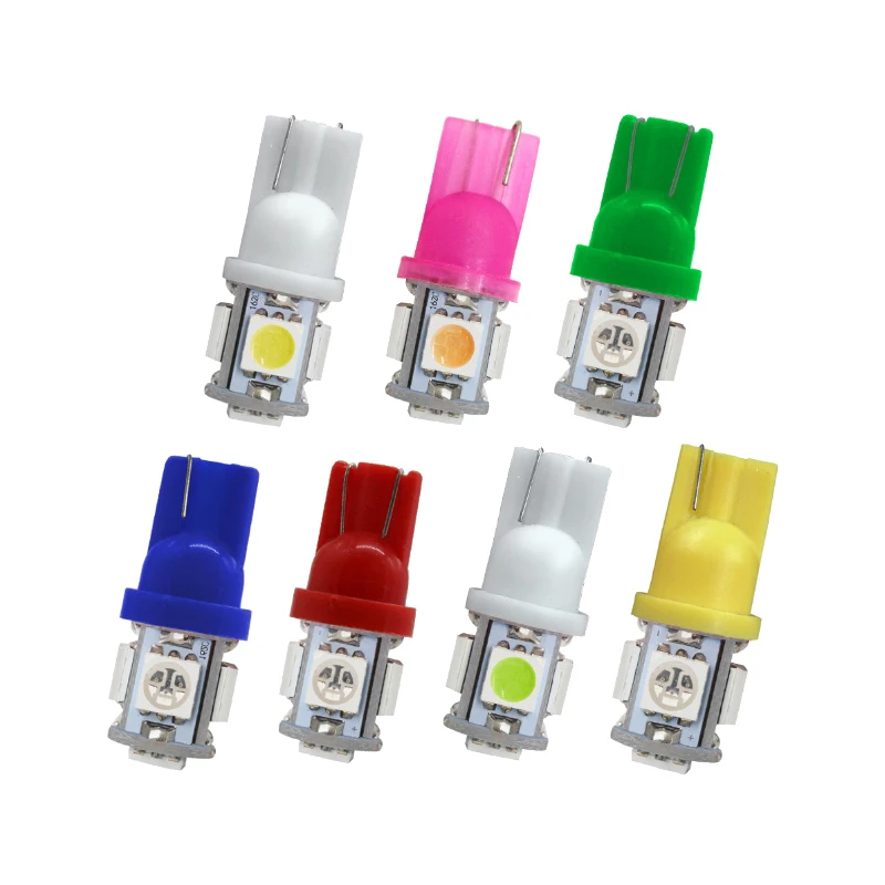 Супер яркий W5W 194 168 T10 5smd 5050 Автомобильный светодиодный светильник красный синий зеленый желтый белый DC 12 В T10 светодиод