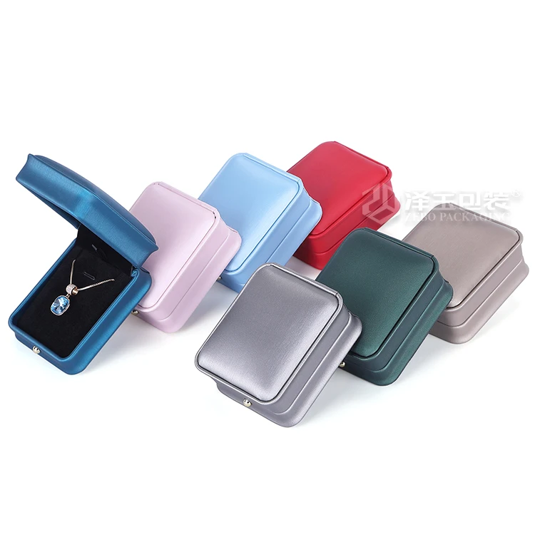 Factory Price Jewelry Box gray Multi Color Waisted PU Leather Jewelry Box Custom Logo necklace Bracelet packaging Box