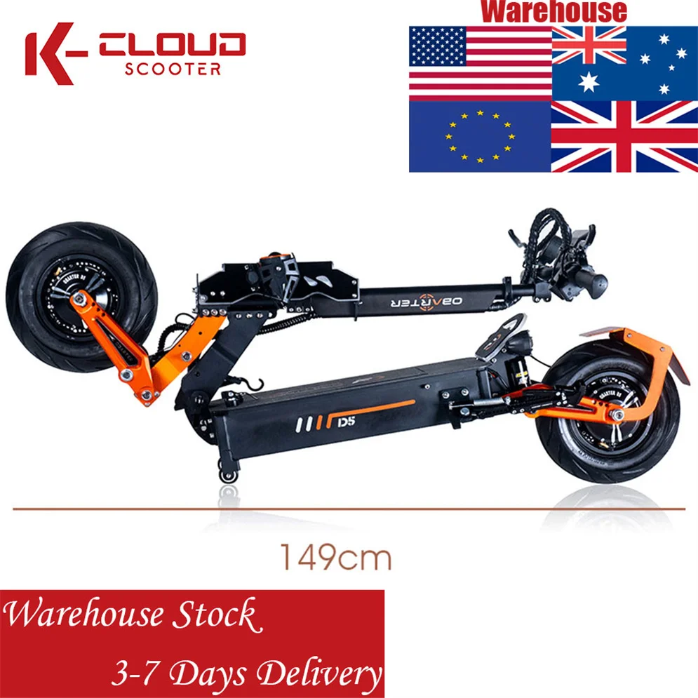 Manufacturer Usa Eu Warehouse 12Inch 5000W 48V All Terrain Electric Scooter Dual Motor Folding High Speed Elektrische Step