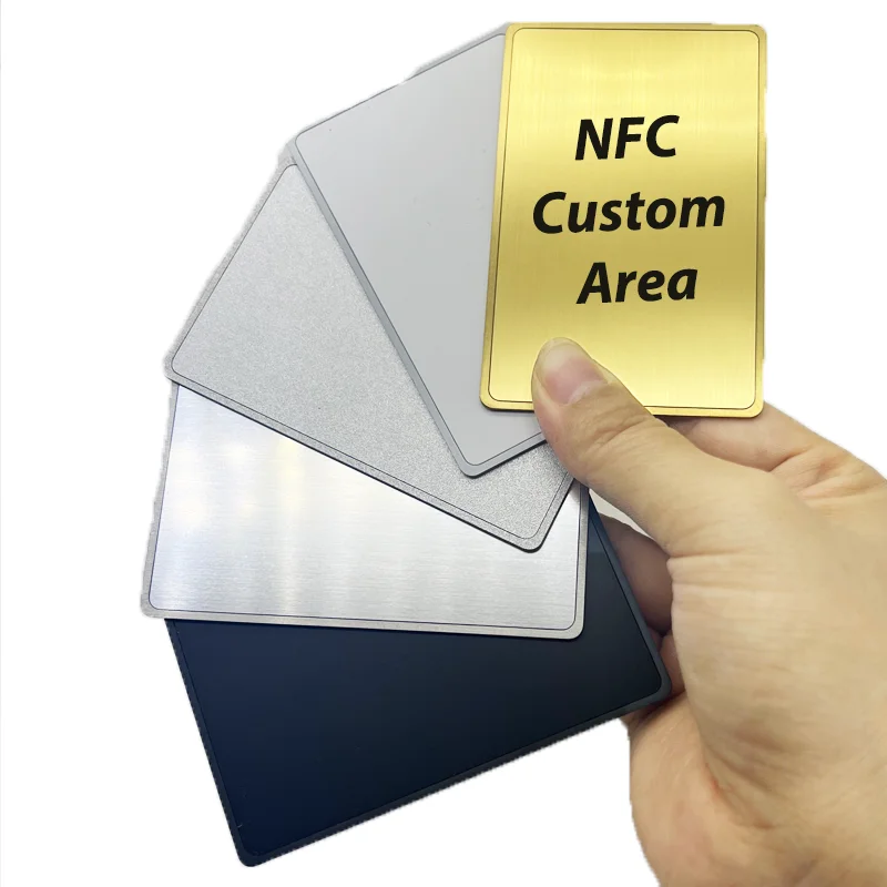 Wholesale Custom Metal 0.8mm NFC Smart Membership Card Ntag 216 Rewritable Metal NFC Gold Business Card  metal print