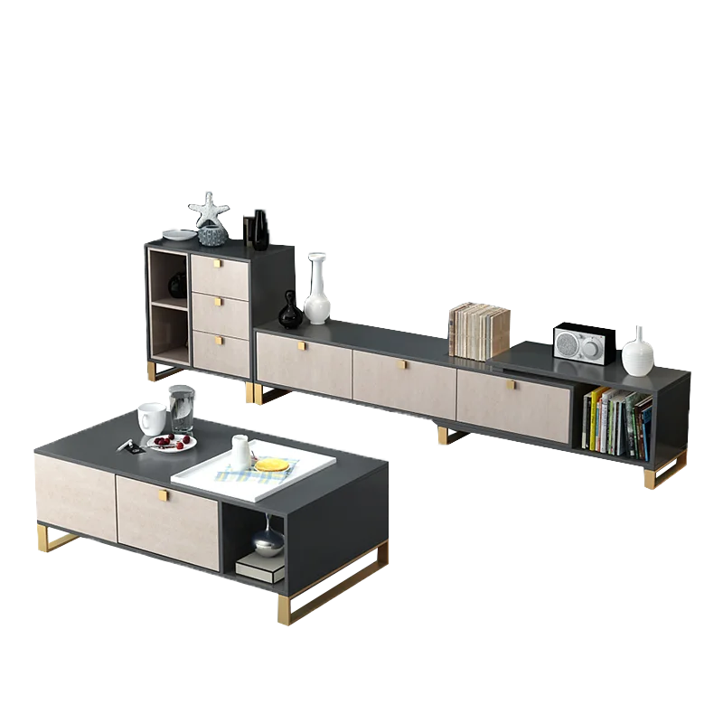 Tea Table TV Cabinet Combination Light New Furniture Floor Cabinet Luxury Economy Postmodern Simple Living Room Small Family