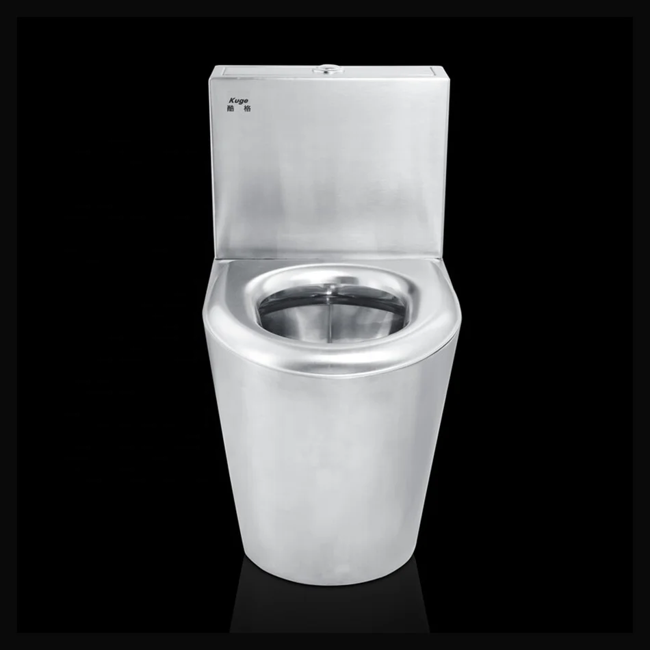 Commercial hotel bathroom stainless steel water closet floor mount stainless steel wc toilet for public project