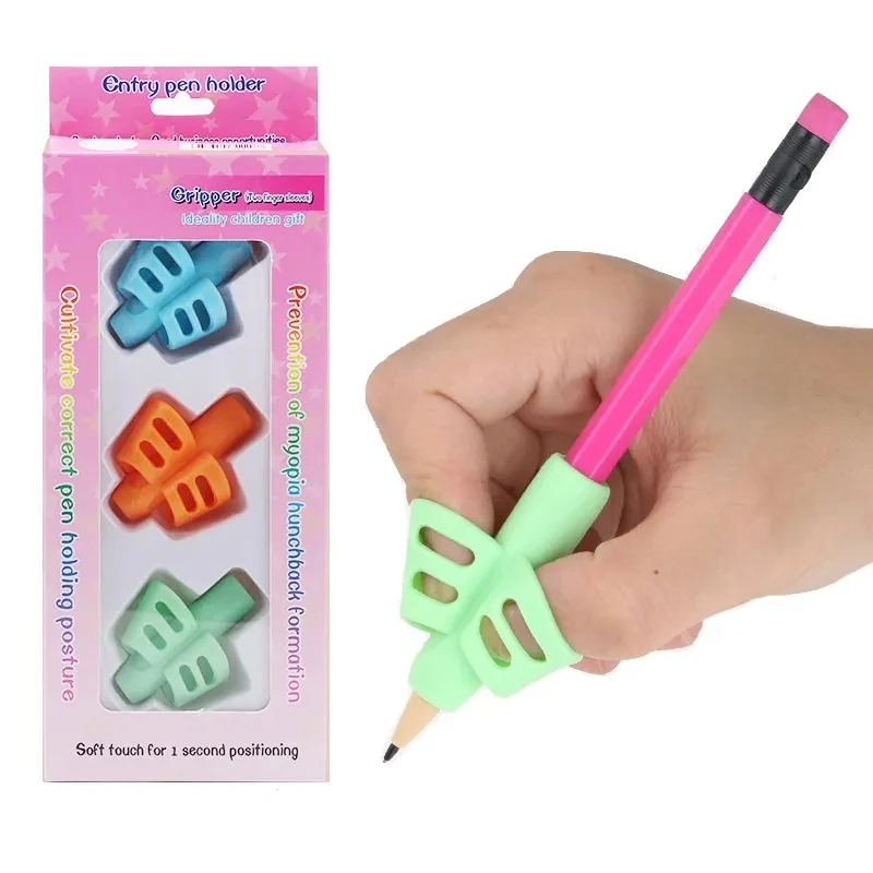 3 pcs Children Writing Pencil Pen Holder Student Learning Practice Silicone Pencil Grips for Kid Handwriting Posture Correction