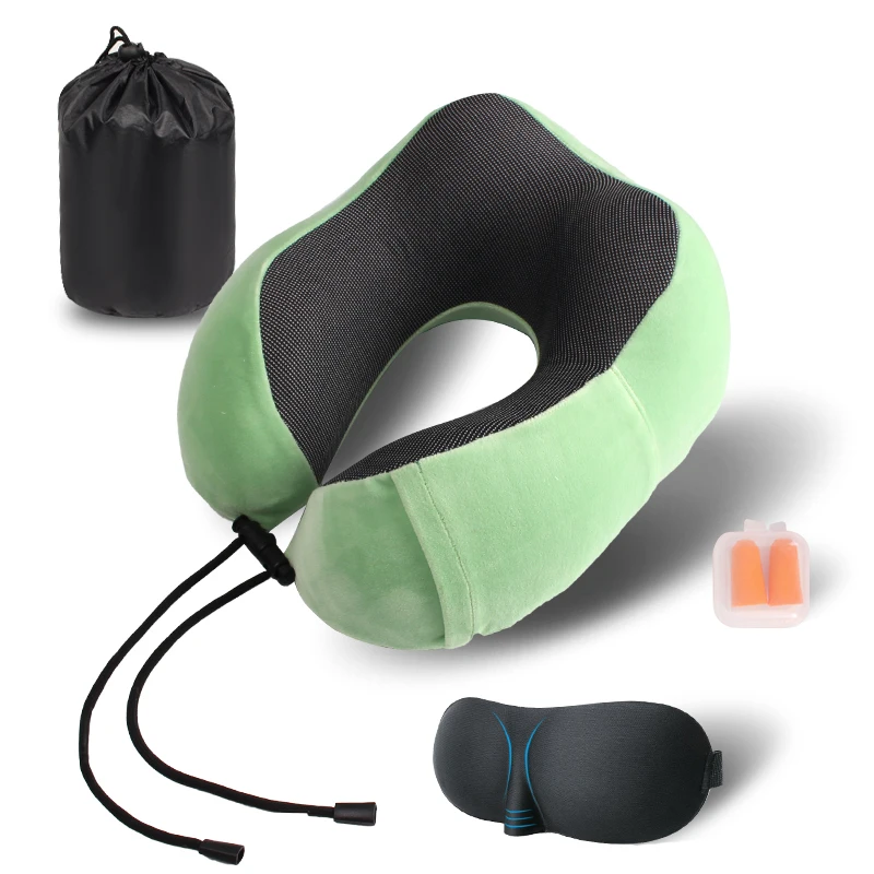U Shaped Soft Slow Rebound Chiropractic Travel Neck Memory Foam Pillow For Car&Airplane