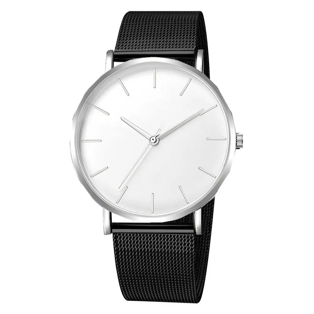 Custom Logo Simple Wristwatch Casual Men and Women Watch Gift Mesh Stainless Steel Band Unisex Thin Minimalist Watch