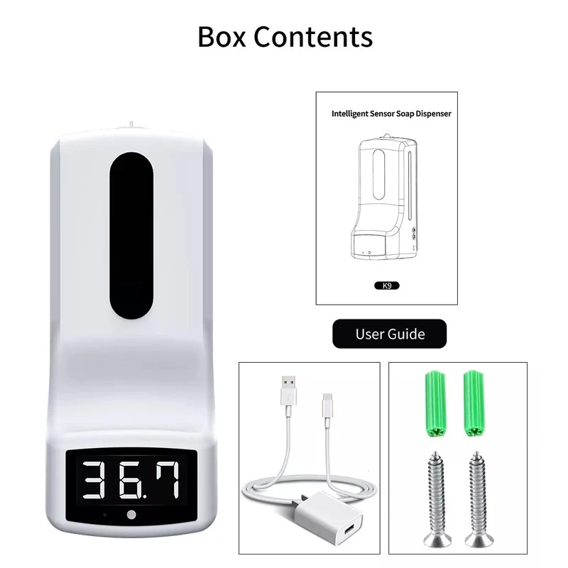 K9 Pro Auto Hand Sanitizer Alcohol Disinfection Automatic Liquid Soap Dispenser With Thermometer Sensor