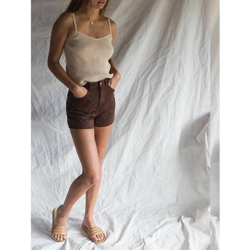 Manufactory Wholesale High Quality V Neck Custom Knit Solid Colour Vest Sweater Women