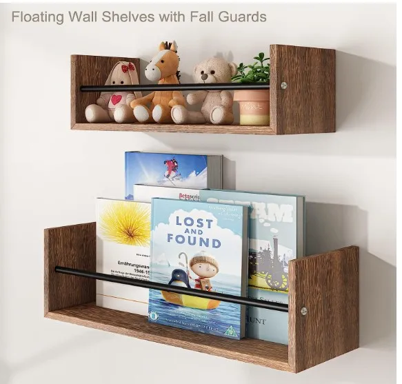 Farmhouse Rustic Wooden Wall Floating Shelves For Living Room Kitchen 100% Solid Wood Wall Mounted Shelf For Home Decor