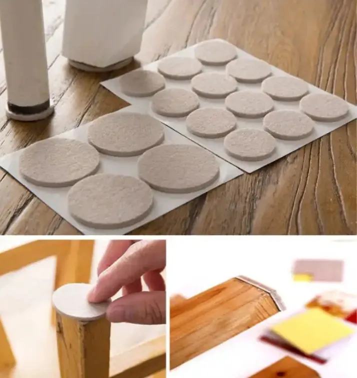 Wholesale Self Adhesive Sticky Bulk Furniture Round Rectangle Anti Slip Felt Pads For hard surfaces chair Desk legs Feet