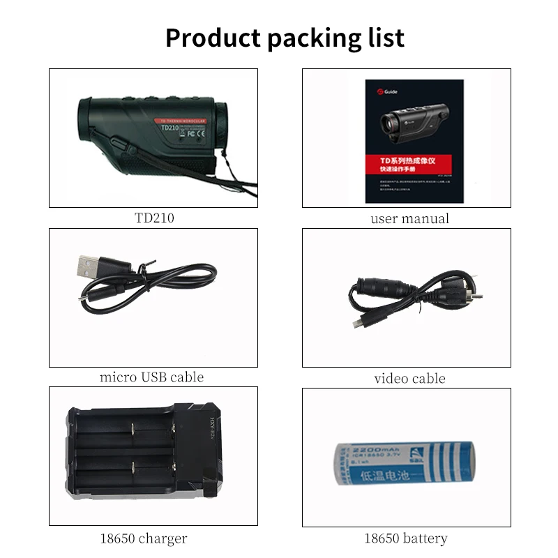 Guide TD210 TD410 TD420 TD430 series 12Um VOx detector Thermal Imaging Monocular