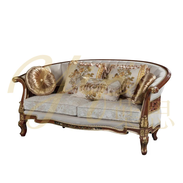 Yips LD-2004-1856 Wooden Luxury Series Solidwood Carving Handpainted Veneer Pattern Livingroom Classical 2 Seater Sofa