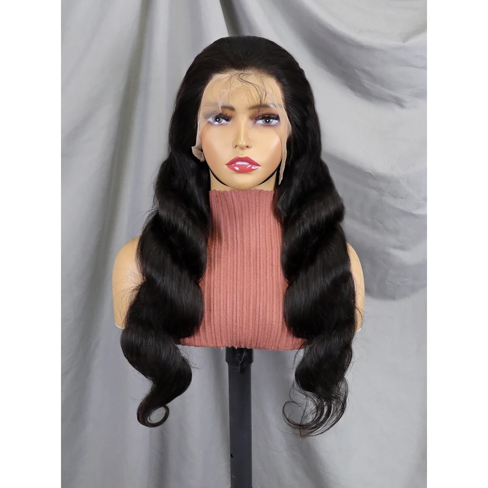 13x4 HD Transparent Body Wave Lace Front Black Women 180 Density 12-34 Inch Pre-Plucked Human Hair Long 12-34 Inch Lace Front