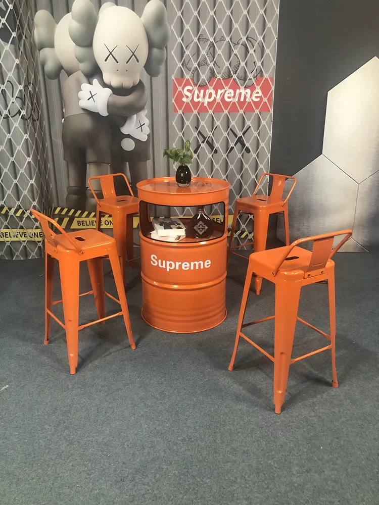 Custom design high quality cheap antique style restaurant vintage industrial frame bistro bar metal chair stool counter table