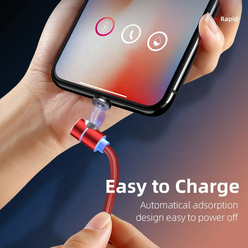 Game Accessories 90 Degree L Shape 3 in 1 Magnetic Mobile Phone Cable USB Magnetic Charger Cable Fast USB Charging Cables USB C