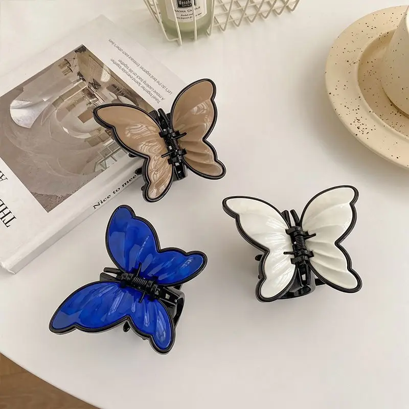 2022 New ins multi colour Grab Clip resin Hairpin Hairgrips butterfly hair claw Clip