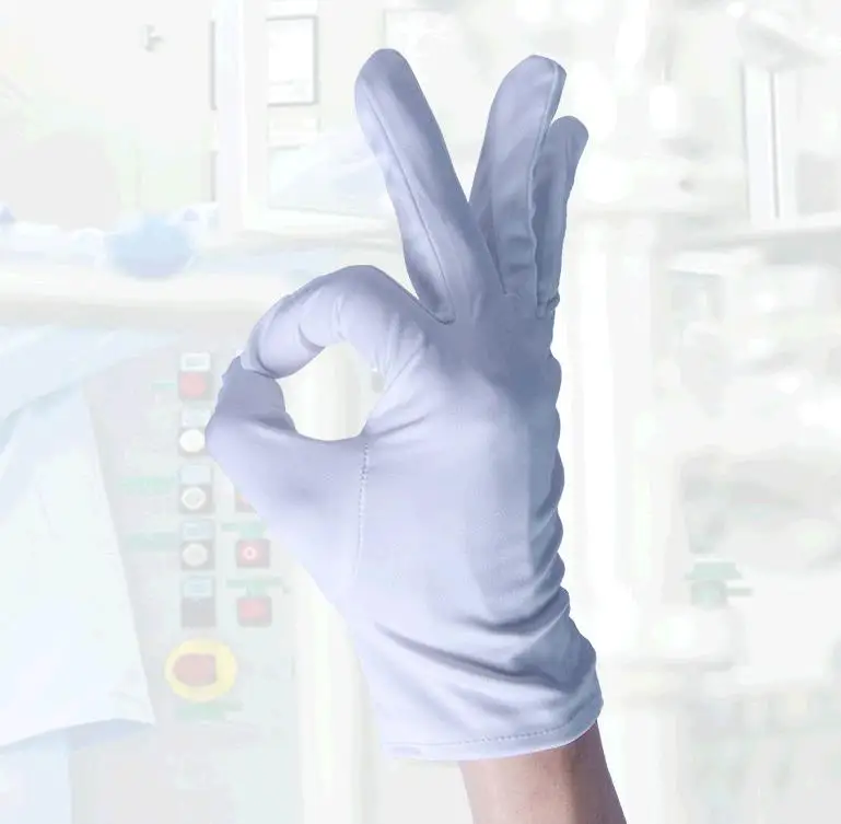 Etiquette Microfiber Jewelry Inspection Gloves Dust free sweat Proof Car Glasses Watch Jewelry  Reusable Polishing Three Line