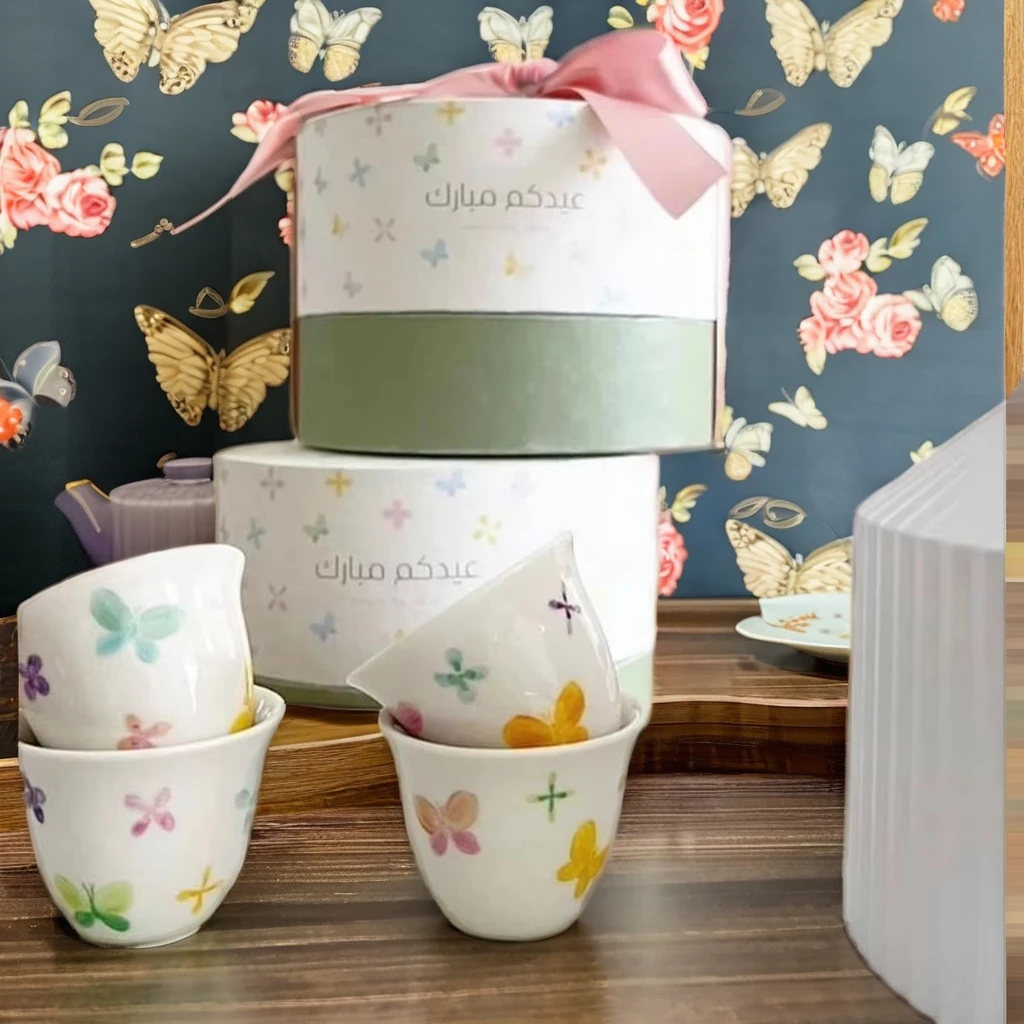 Luxury Arabic Golden Ceramic Tea Set Coffee Espresso Water Cup Sugar Teapot Milk Pot with Europe Design Porcelain Gift Tea Cups