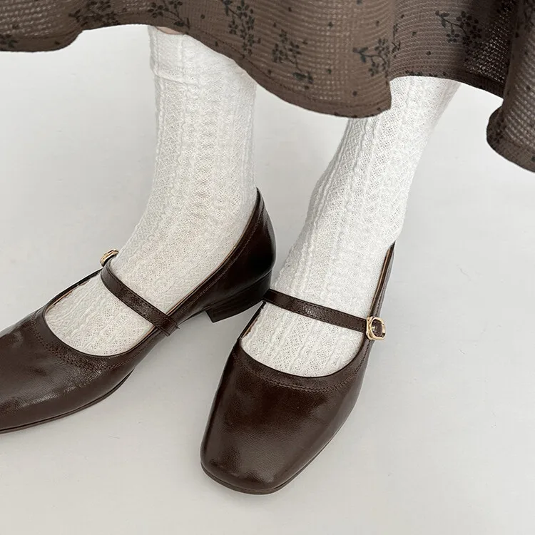 XINZI RAIN High Quality Ladies Mary Jane Shoes Custom Logo Comfortable Genuine Leather 2.5cm Low Heel Women Ballet Flat Shoes