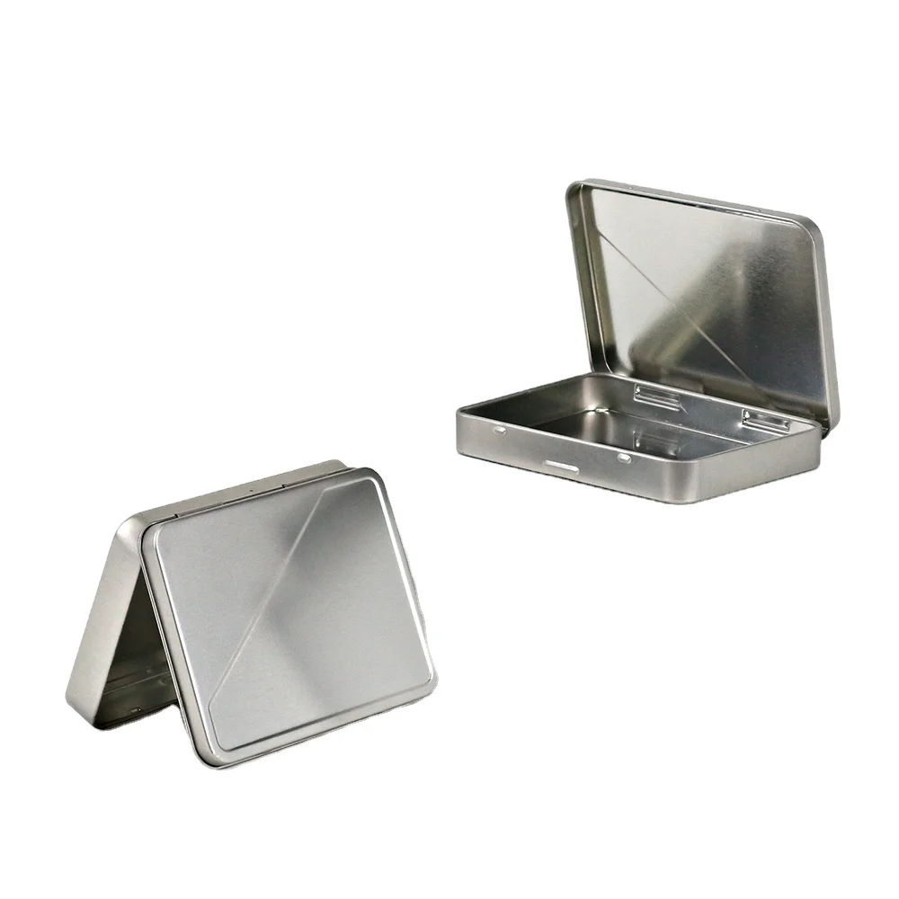 Customized Transparent window tin box with lid can print logo silver small rectangular candy tin box mint tin can