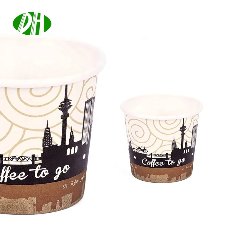 Paper Cups 4 oz Printed Hot Beverage Cup for Coffee Tea  & Water Disposable Durable paper cup