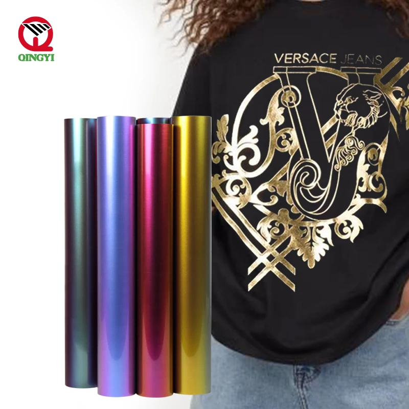 Custom Textile Chameleon PVC PU Thermal Press Vinyl Rolls Film Htv Heat Transfer Vinyl For Tshirt Clothing Logo
