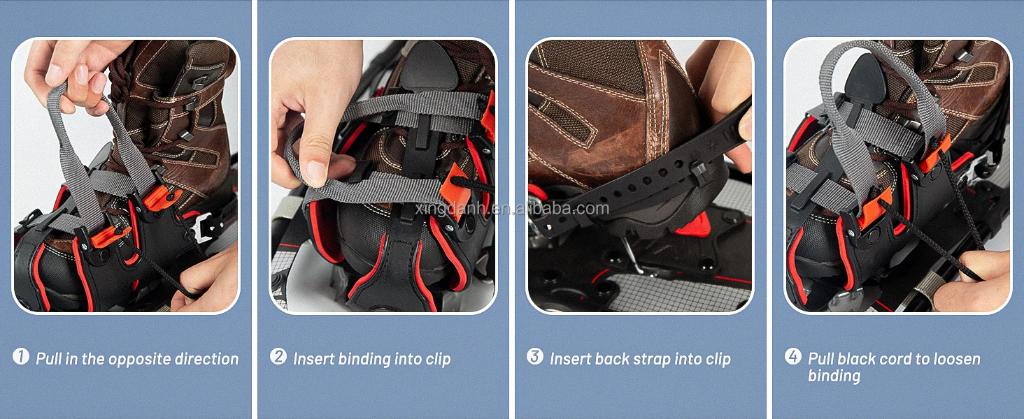 Aluminum Snowshoe with  One Pull Binding Hiking Snowshoes with Easy adjustable Pull Binding