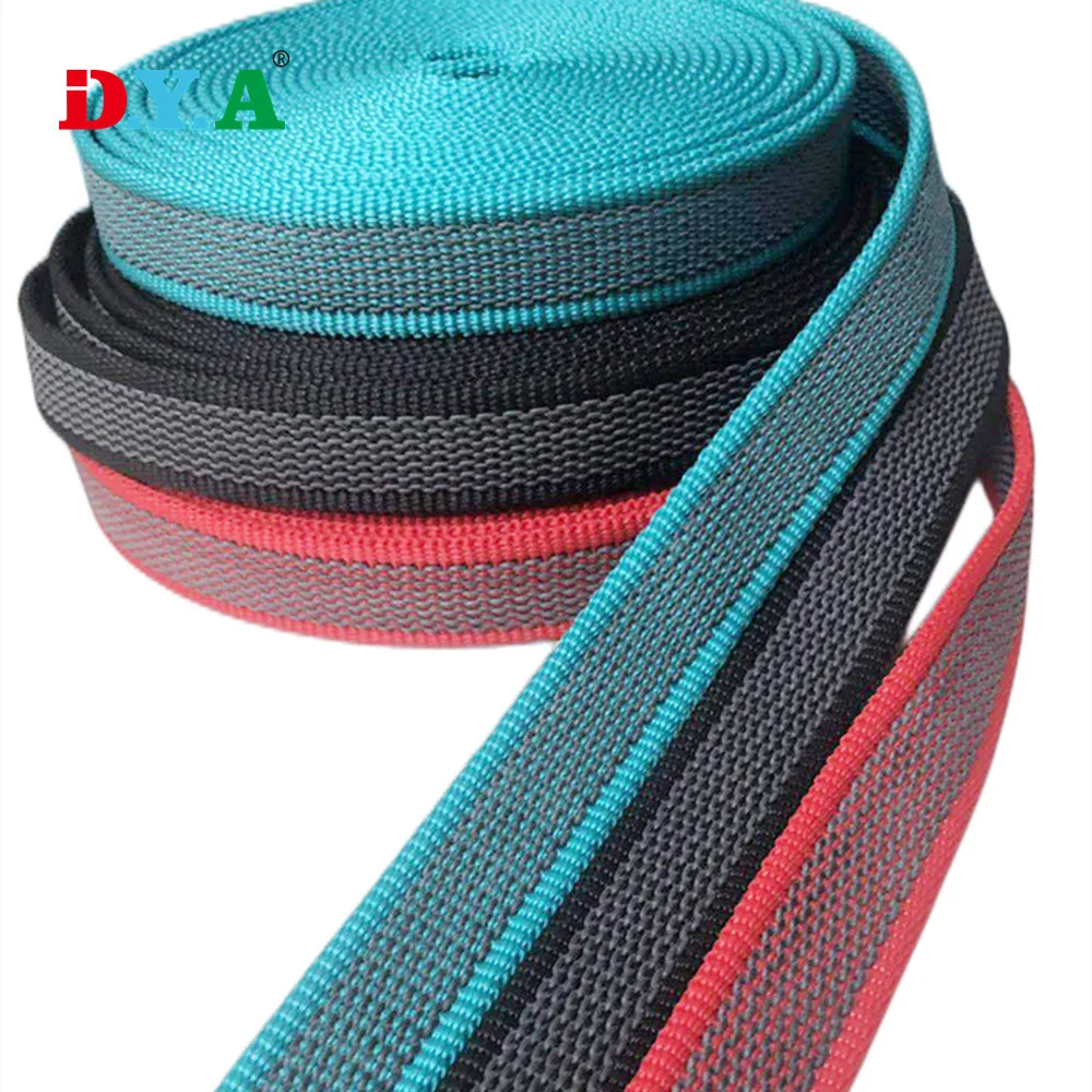Wholesale custom color width 15mm 20mm 25mm anti slip rubber grip webbing non slip polypropylene dog leash webbing for pet belts