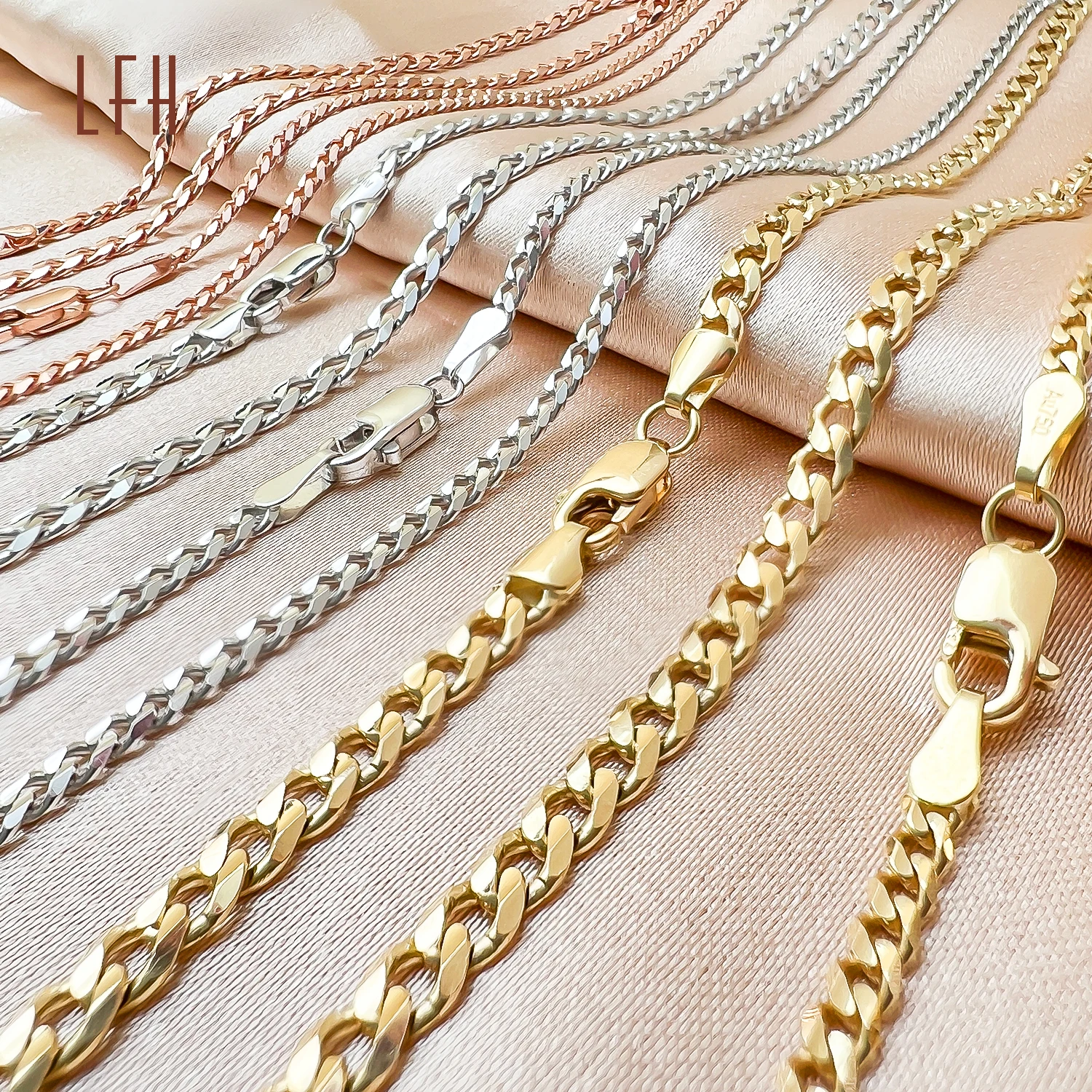 Necklace Choker Chain Solid Italian Jewelry Cuban Link Chain Gold Fashion Round Rose Pure Yellow 18K Gold Gold 