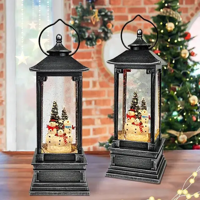 LED Christmas Light Christmas Snowman Luminous Globe Lantern Christmas Table Decorations Decor Lamp Night Light For Gifts