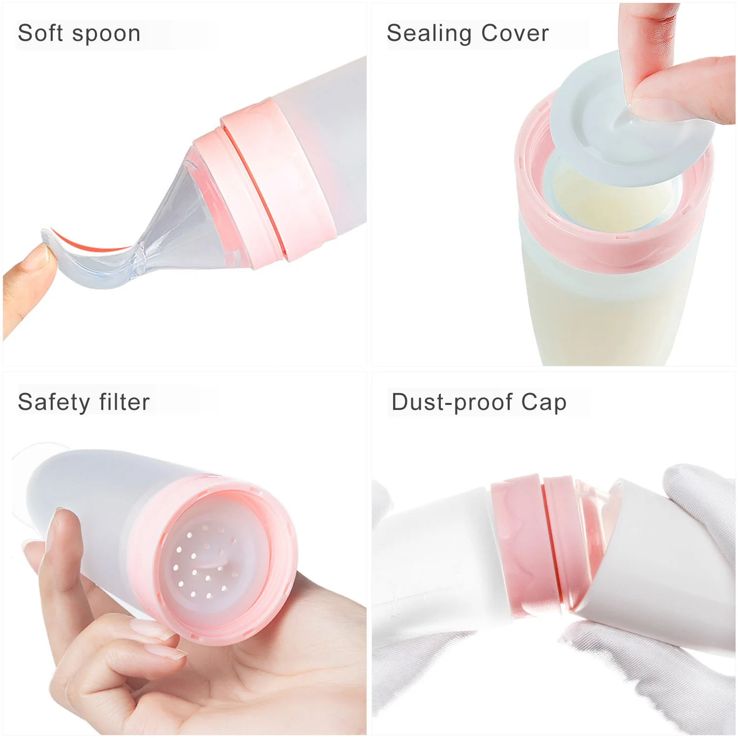 Termichy портативная силиконовая Мягкая ложка для кормления ребенка, кормушка с крышкой без пыли