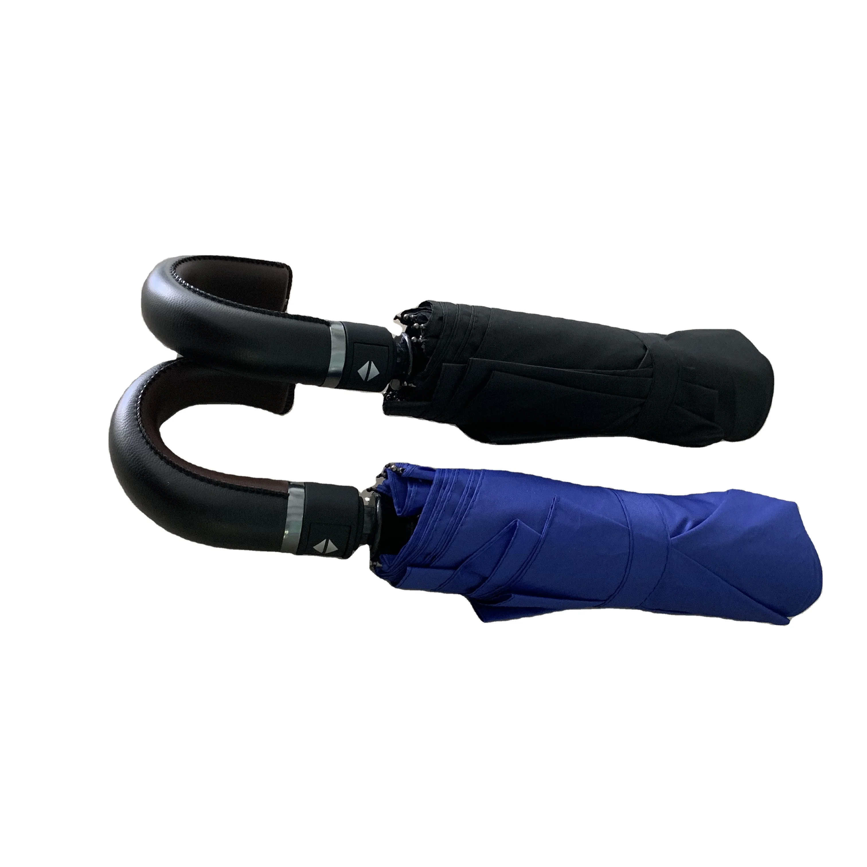 Leather Handle Auto Open Auto Close High Quality 3 Fold Rain Umbrella BCSI Audit Waterproof Struggle Daily Use Hiking Goods Need