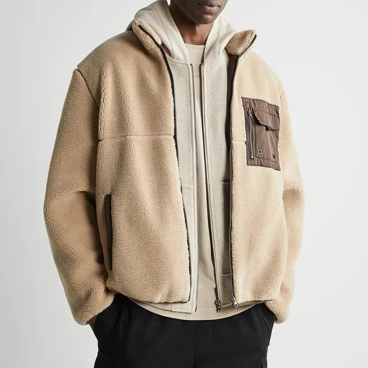 Spring Autumn Custom Bomber Jacket Men Windbreaker Hoodie Jacket Coat with Zipper Polar Fleece Jacket