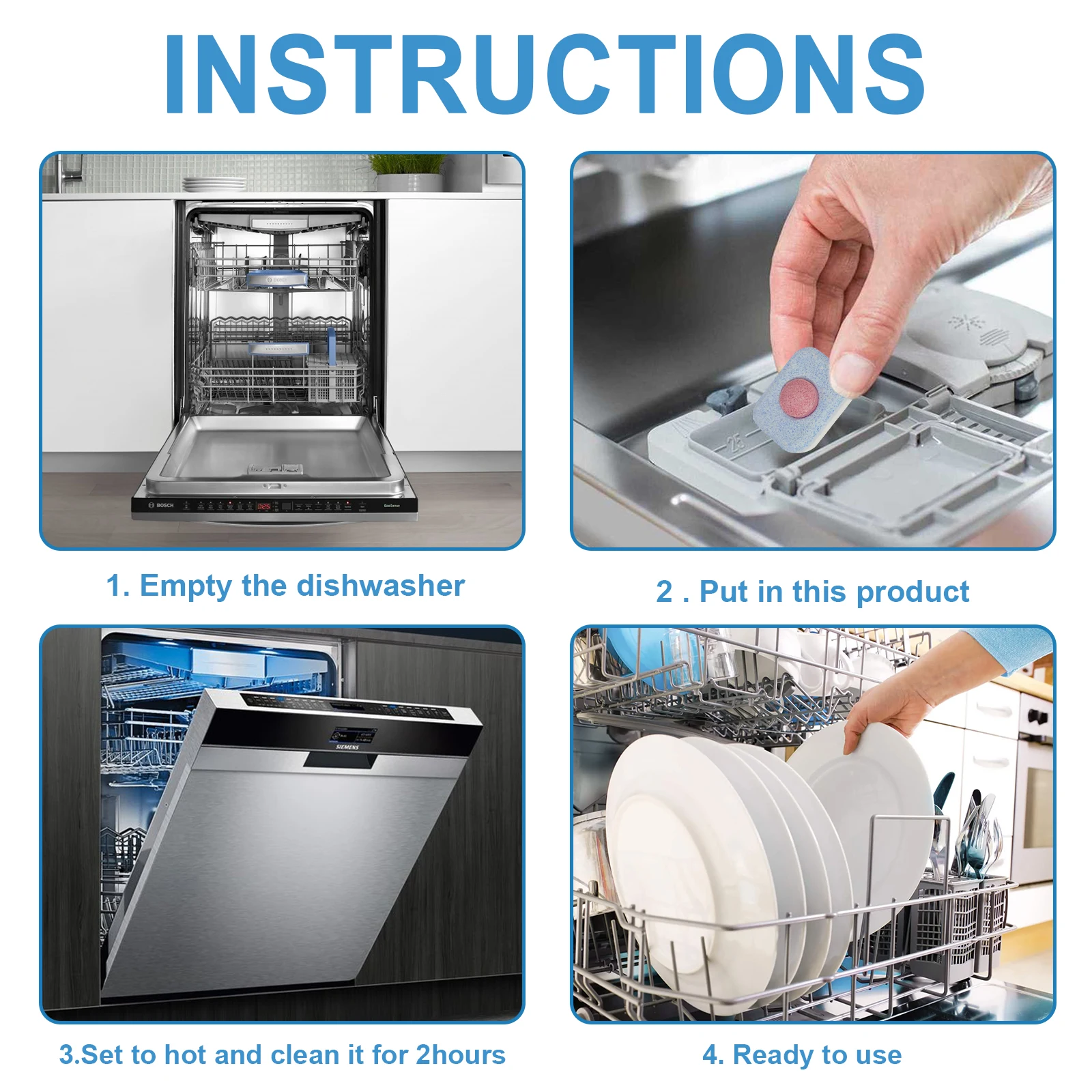 Powerful Oil Stains Dishwasher Solid Detergent Tablets 50 pcs  for Sparkling Clean Dishes