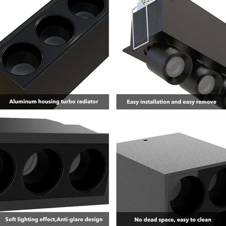 Factory Direct Sale Hotel Office Recessed Mounted Anti Glare Stretched Led Linear Grille Spotlight