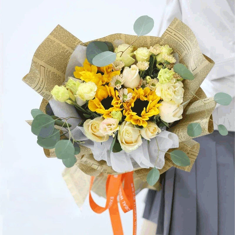 Stock kraft wrapping paper for flower with English letter Packaging tissue paper gift wrapping paper 40sheet/bag