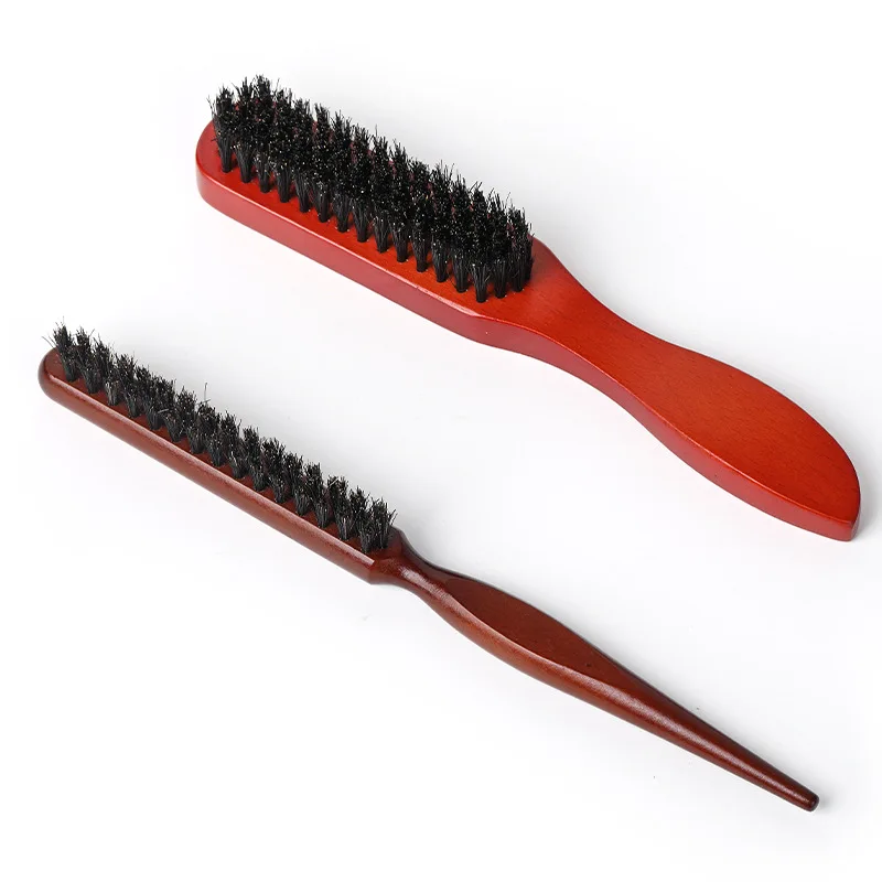 Wholesale Wooden Handle Boar Bristle Cleaning Brush Hairdressing Beard Brush Custom Anti Static Barber Hair Styling Comb