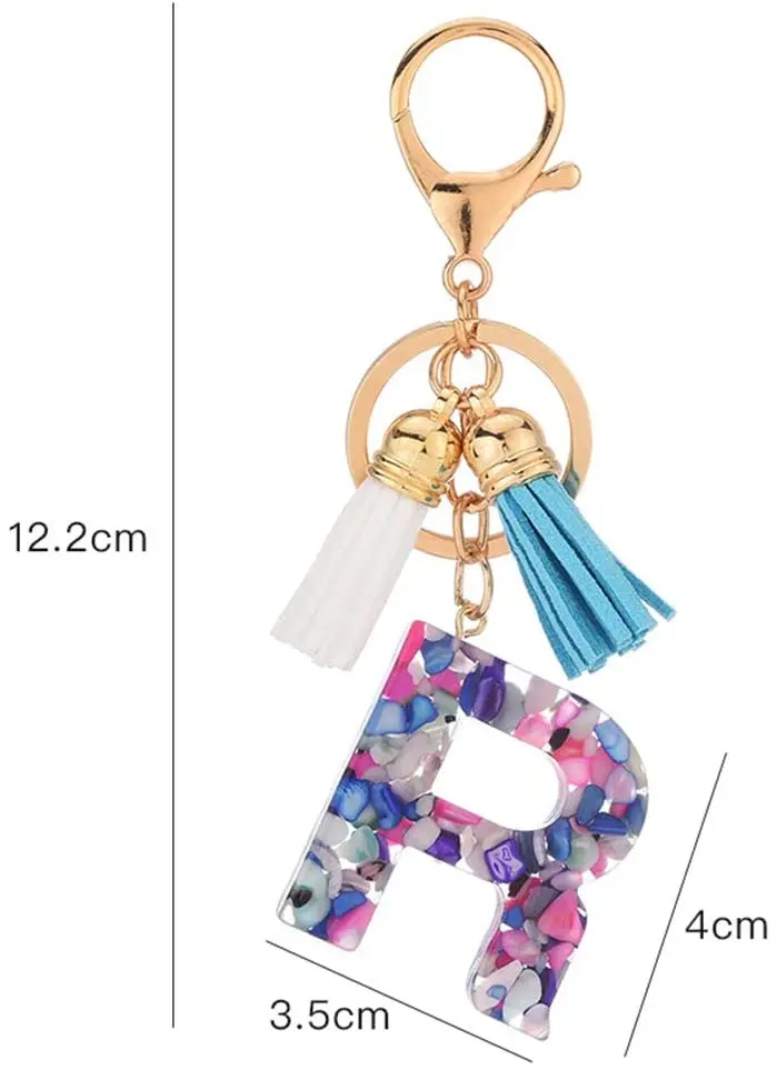 A-Z Letters Acrylic Keychain Kawaii Key Rings Couple Pendant Ladies Girls Bag Car Charm Accessories